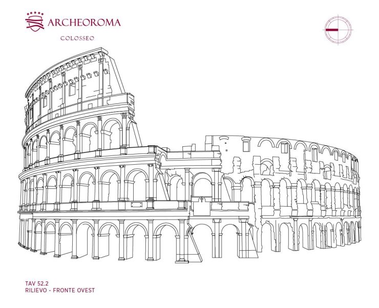 Rilievo architettonico del Colosseo (Anfiteatro Flavio), fronte ovest
