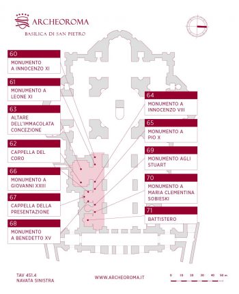 Plan of the left aisle of St. Peter's in the Vatican