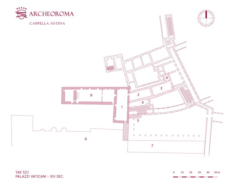 Palazzi Vaticani nel XIII secolo: Cappella Magna (oggi Cappella Sistina)