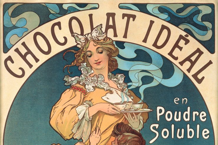 Alphonse Mucha, Chocolat Idéal. Litografia a colori ((dettaglio)