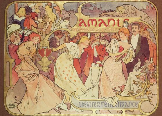 Alphonse Mucha. Les Amants, Litografia a colori, 1895