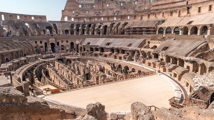 Arena del Colosseo e ipogeo con corridoi radiali