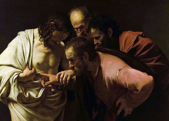 Caravaggio. L'Incredulità di San Tommaso , 1600-1601, Olio su tela