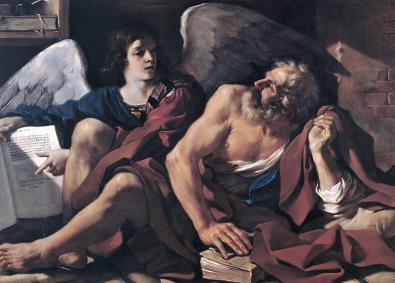 Guercino. San Matteo e l'angelo, 1622. Olio su tela, 120×179 cm. Musei Capitolini, Roma. © Musei Capitolini