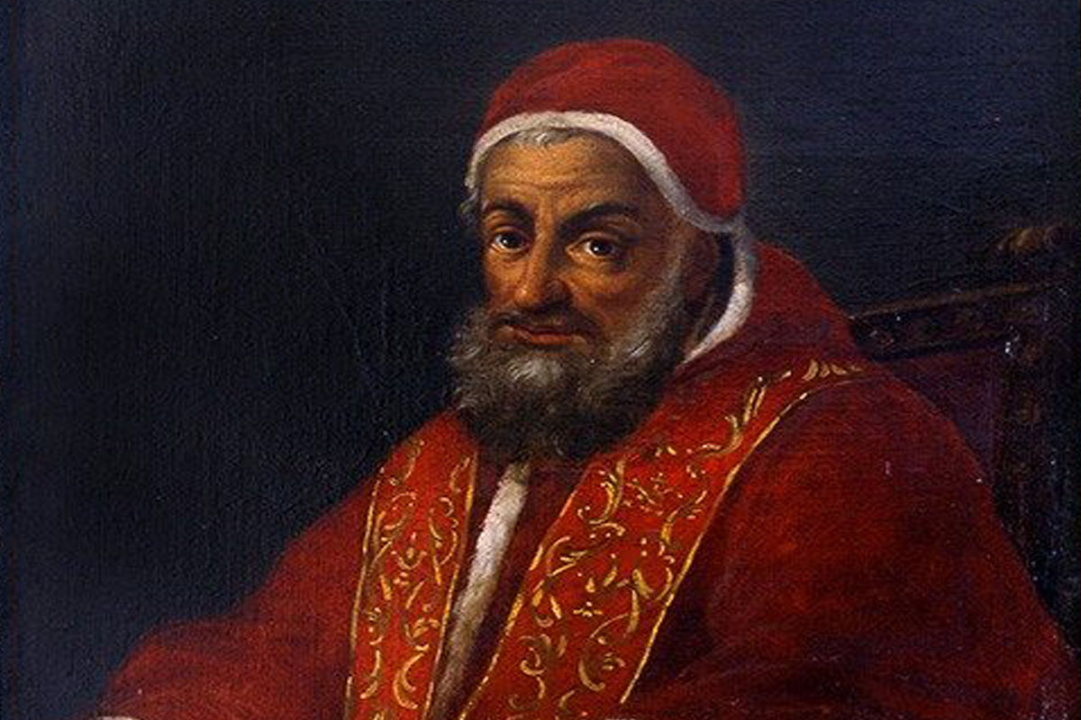 Papi e Santi marchigiani a Castel Sant’Angelo. Ritratto di papa Sisto V (dettaglio)