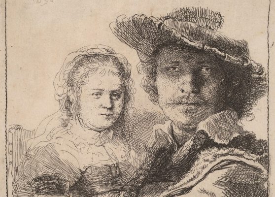 Rembrandt van Rijn, Autoritratto con Saskia, 1636, acquaforte (dettaglio)