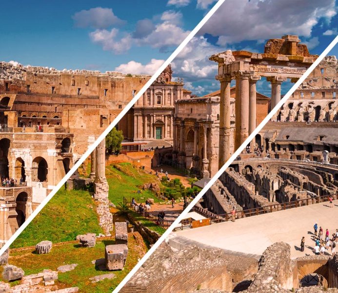 Tour guidato del Colosseo + Foro Romano e Palatino + Arena