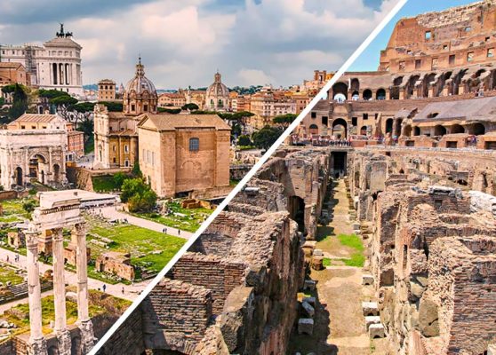 Tour dei sotterranei del Colosseo e arena + Foro Romano e Palatino