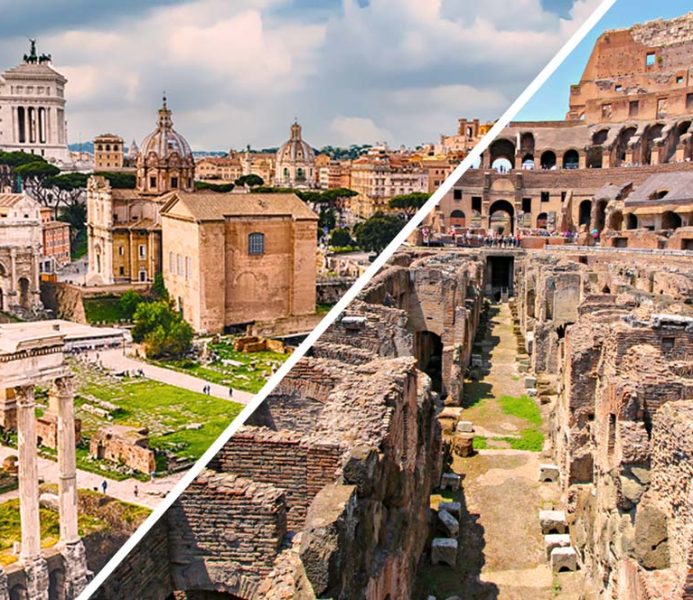 Tour dei sotterranei del Colosseo e arena + Foro Romano e Palatino